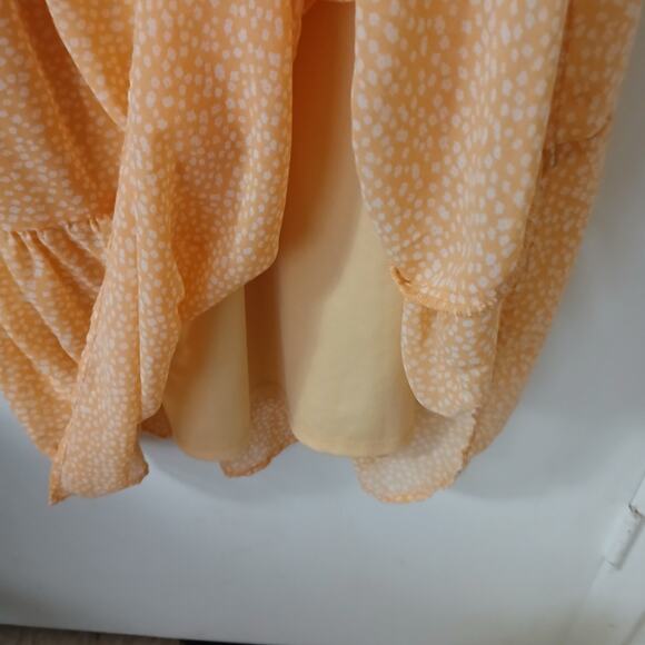 Mimi Chica Yellow Polka Dot Midi Dress S Puff Sleeve Tiered Cottagecore Milkmaid - Picture 5 of 9